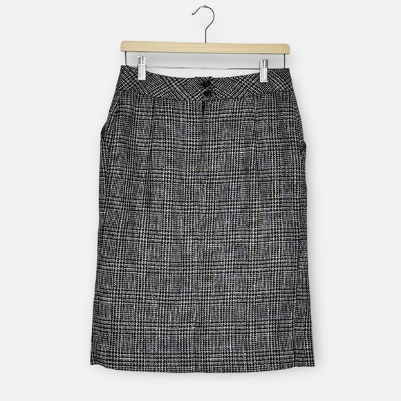 Vintage Christian Dior Black White Plaid Midi Pencil Skirt 10 - Picture 5 of 12